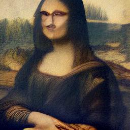 generated: a painting of the mona lisa on a white wall #2